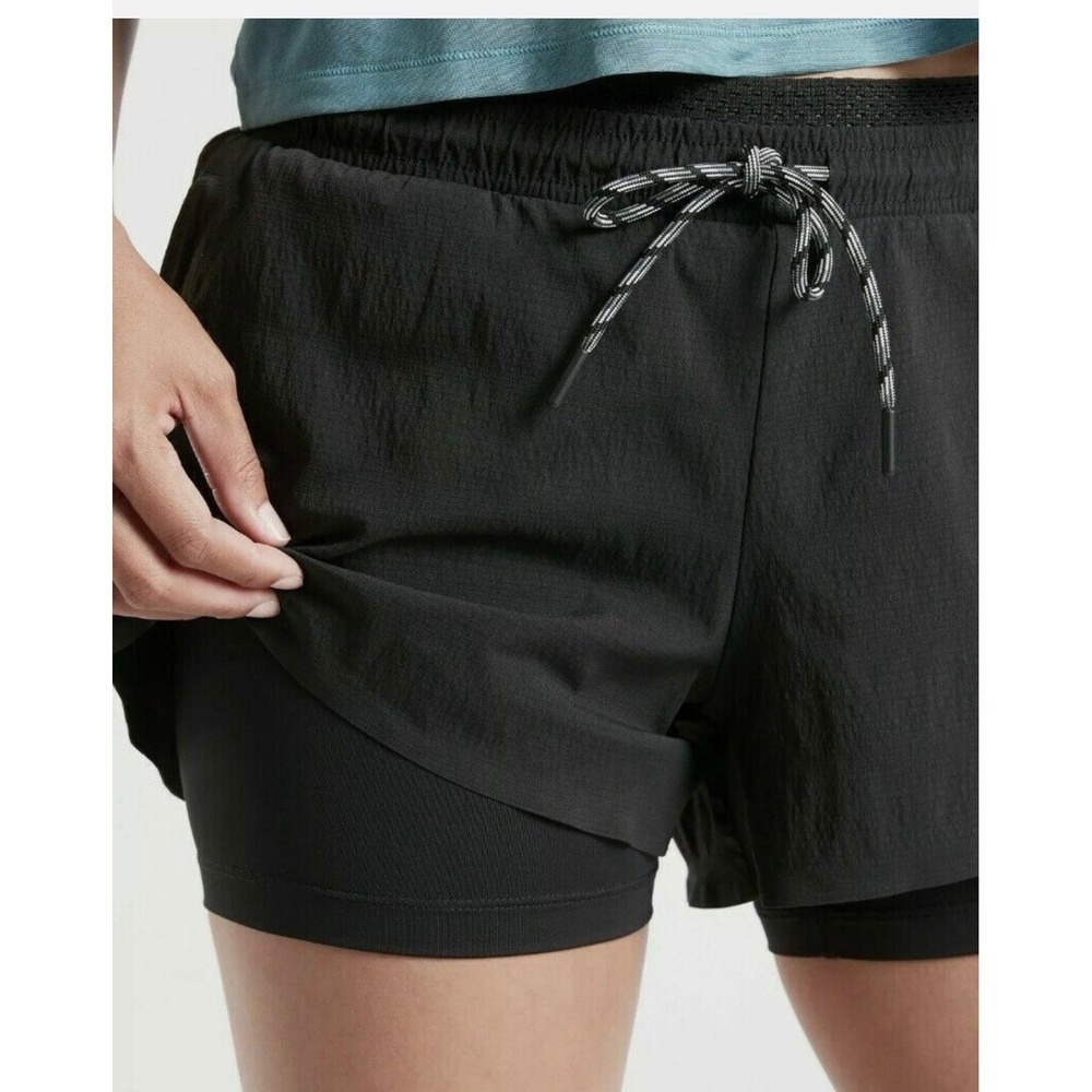 Athleta Crest 2 in 1‎ Shortie Black Running Training Shorts Womens Size 4